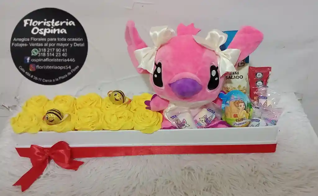 Arreglo Rosas Artesanales Y Peluche