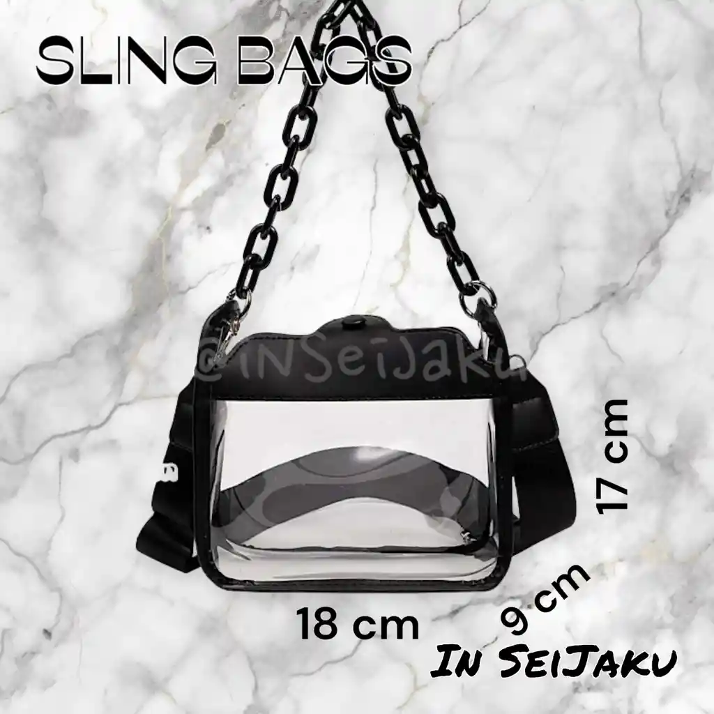 Sling Bag Transparente Con Cadena