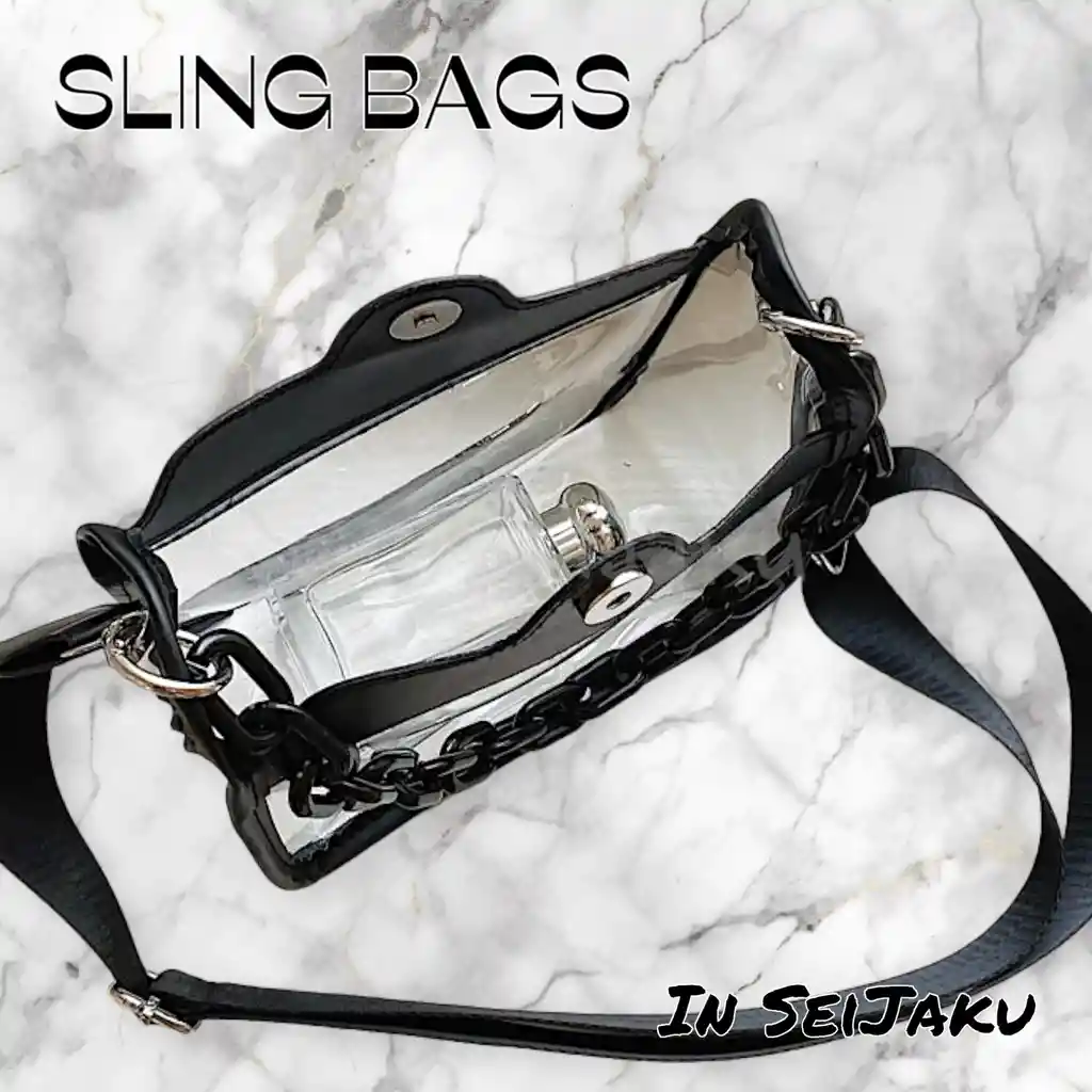 Sling Bag Transparente Con Cadena