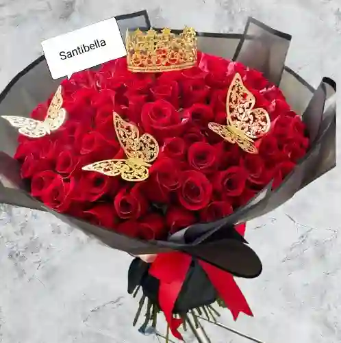 Ramillete De 50 Rosas Rojas Con Accesorios