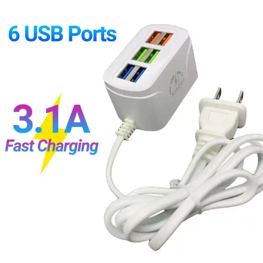 Estacion De Carga Usb Multifuncional De 6 Puertos 3.1a