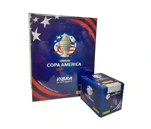 Álbum Pasta Dura + Caja X50 Sobres De Laminas Copa América Usa 2024