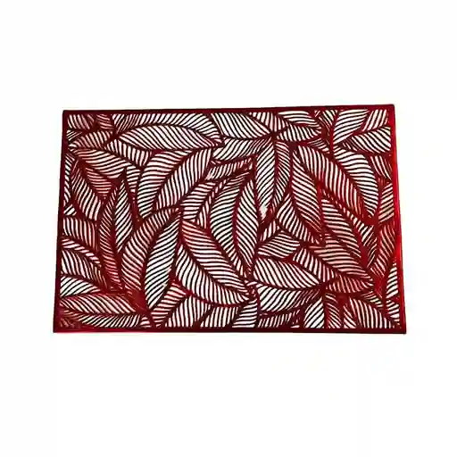 Individual Rect Hojas Rojo 30x45cm