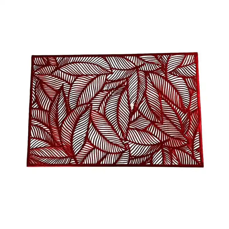 Individual Rect Hojas Rojo 30x45cm