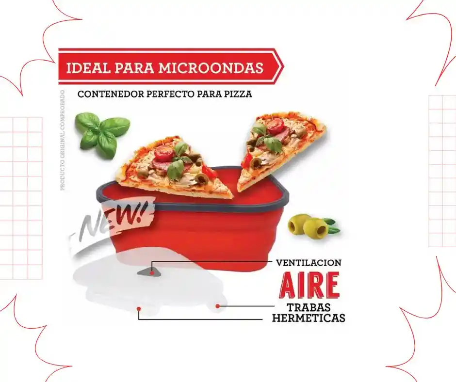 Envase Para Pizza Y Alimentos Plegable Con Separadores