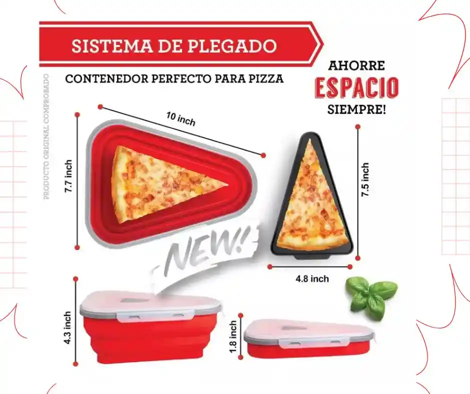 Envase Para Pizza Y Alimentos Plegable Con Separadores