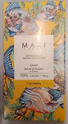 Artisan Dark Vegan Chocolate Litoral Sal De La Guajira Y Coco 70% 40g