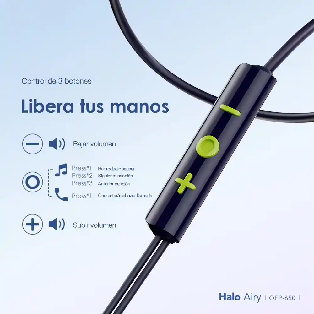 Audífonos Manos Libres Halo Airy Oraimo Negros