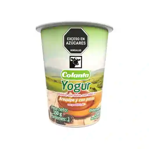 Yogur Entero Arequipe Con Pasas Colanta Vaso X 150 G
