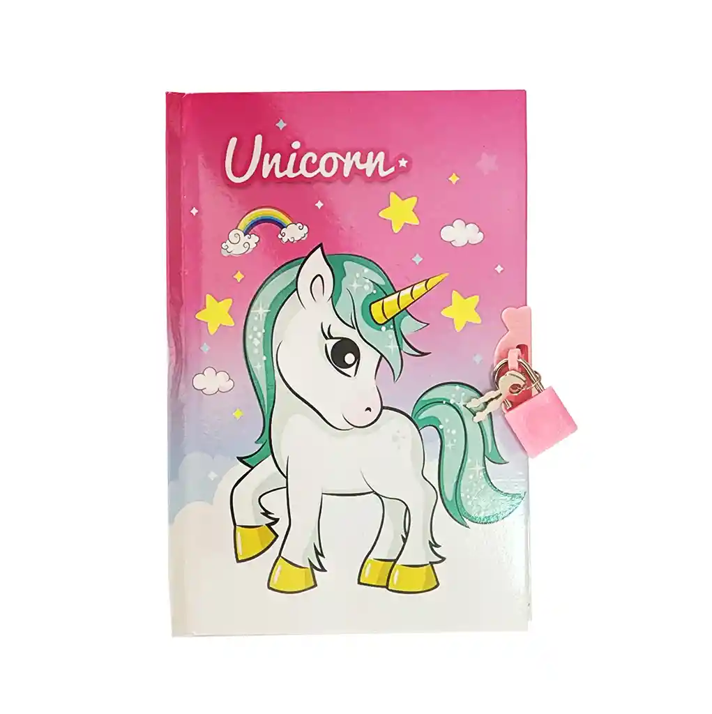 Agenda Libreta Diario Unicornio Pony Niñas + Candado Llaves