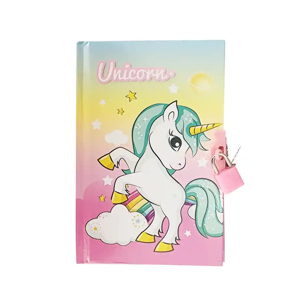 Agenda Libreta Diario Unicornio Pony Niñas + Candado Llaves