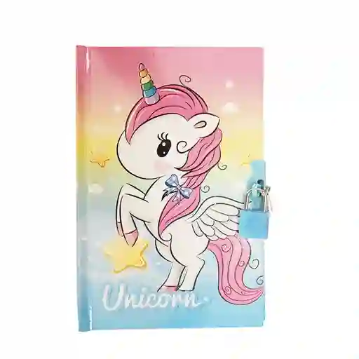 Agenda Libreta Diario Unicornio Pony Niñas + Candado Llaves