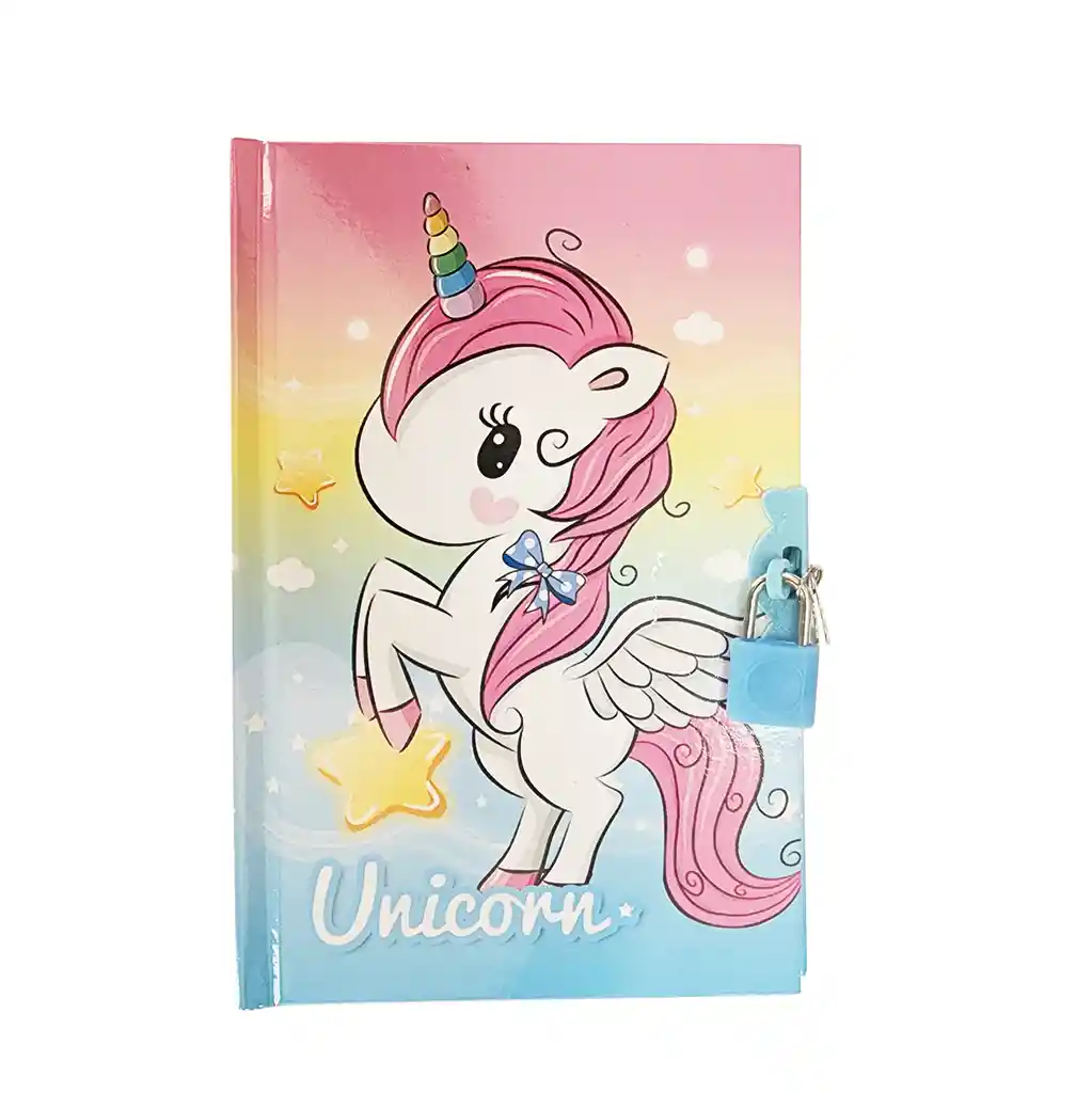 Agenda Libreta Diario Unicornio Pony Niñas + Candado Llaves