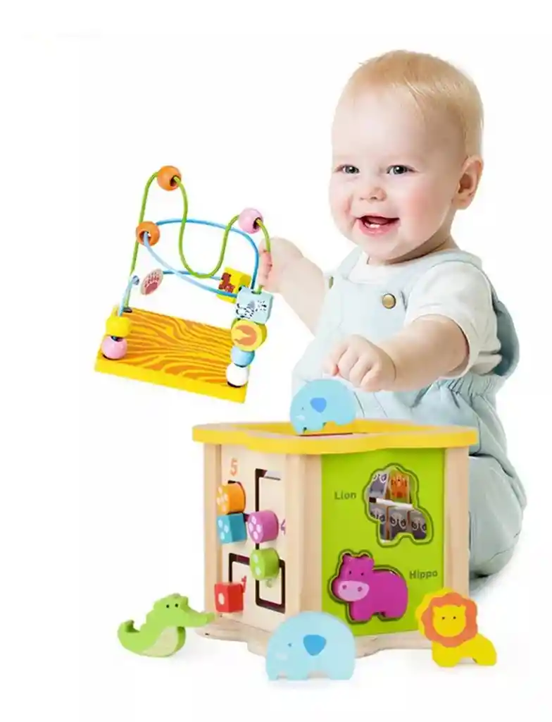 Cubo Para Bebes Madera Didactico Multifuncional Montessori