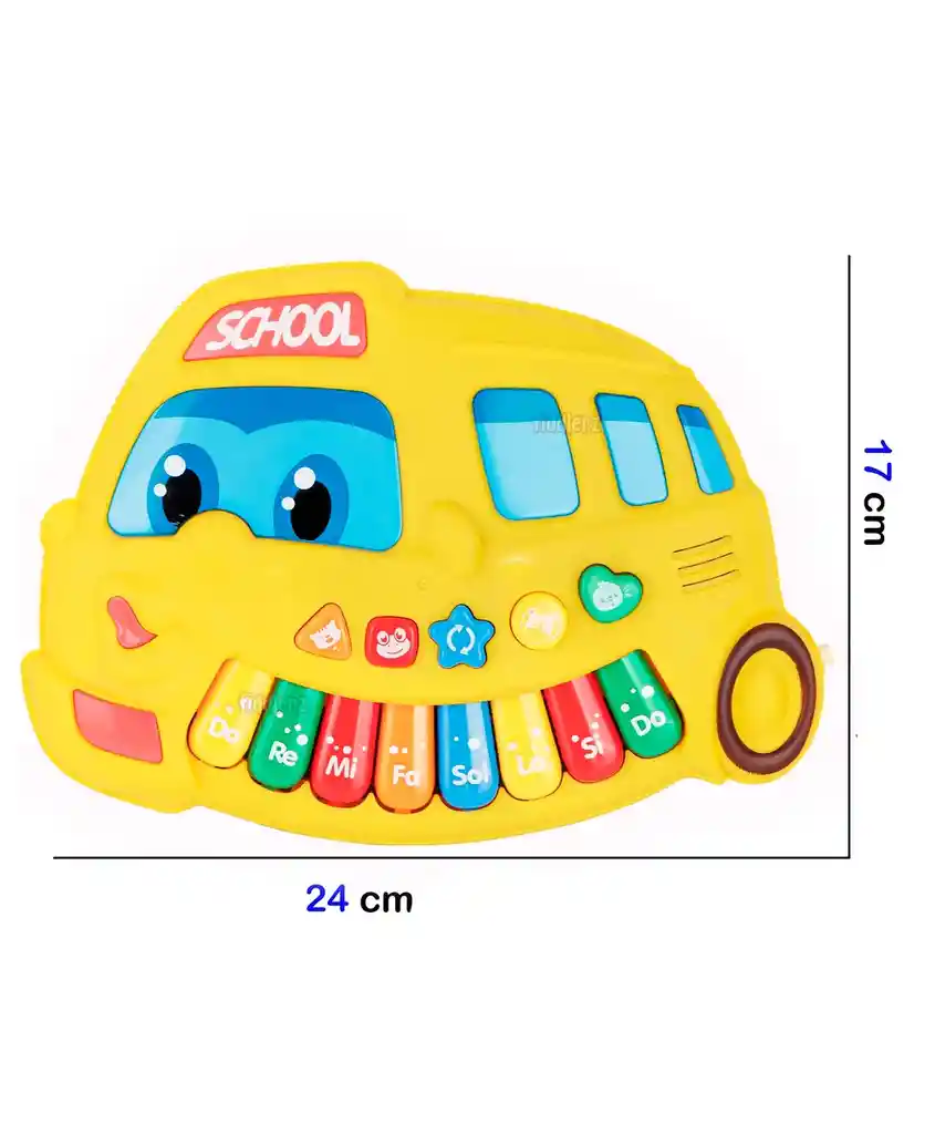 Piano Bus Escolar Sonido Y Notas Musicales Niños + Baterias