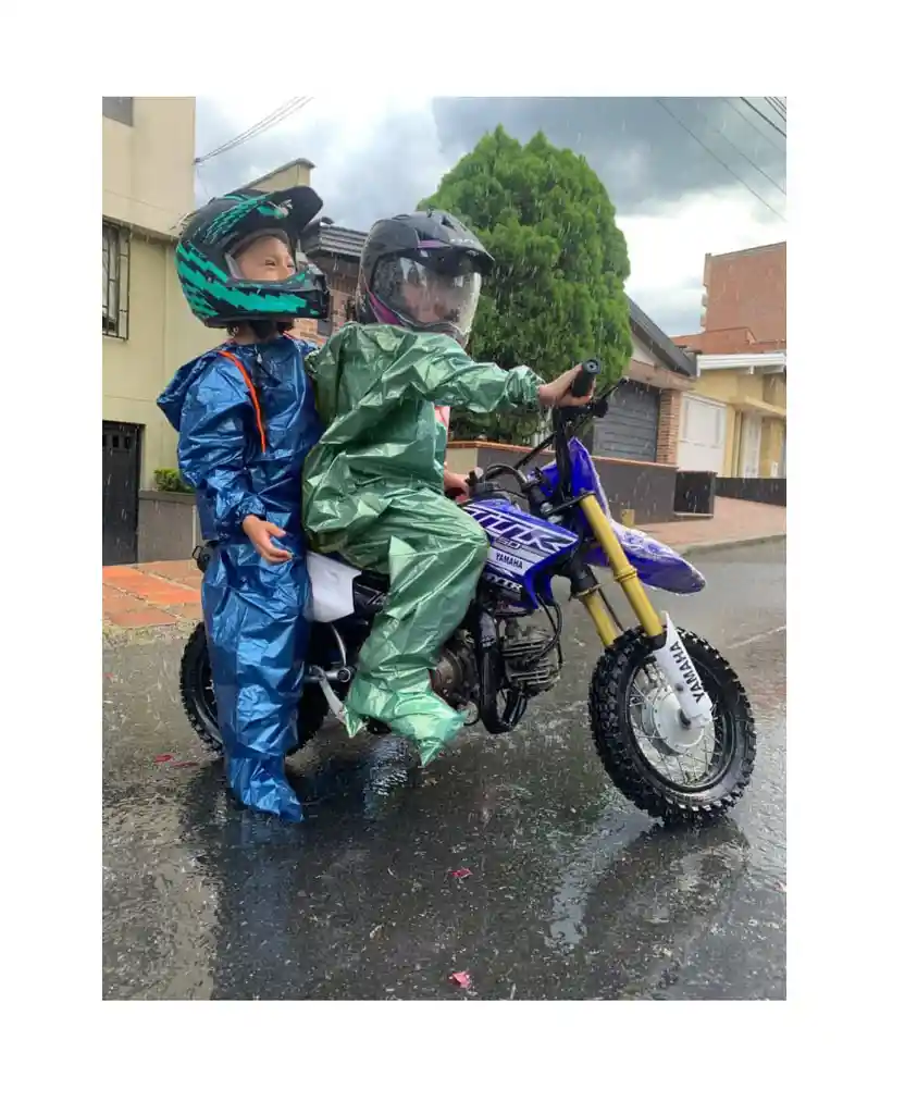 Impermeable Moto Bicicleta Plástico Talla: 12 Portable Niña Niño - Verde