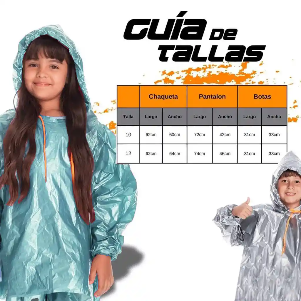 Impermeable Moto Bicicleta Plástico Talla: 12 Portable Niña Niño - Verde