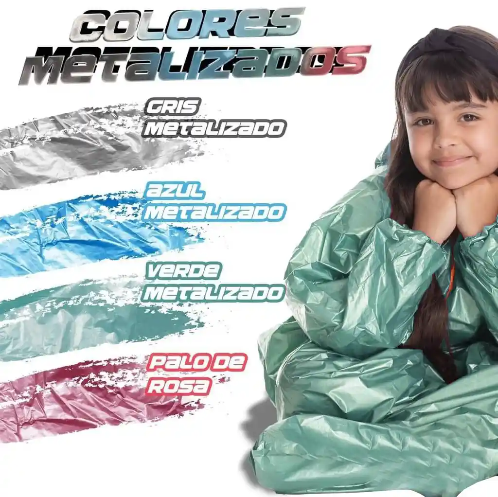 Impermeable Moto Bicicleta Plástico Talla: 12 Portable Niña Niño - Verde