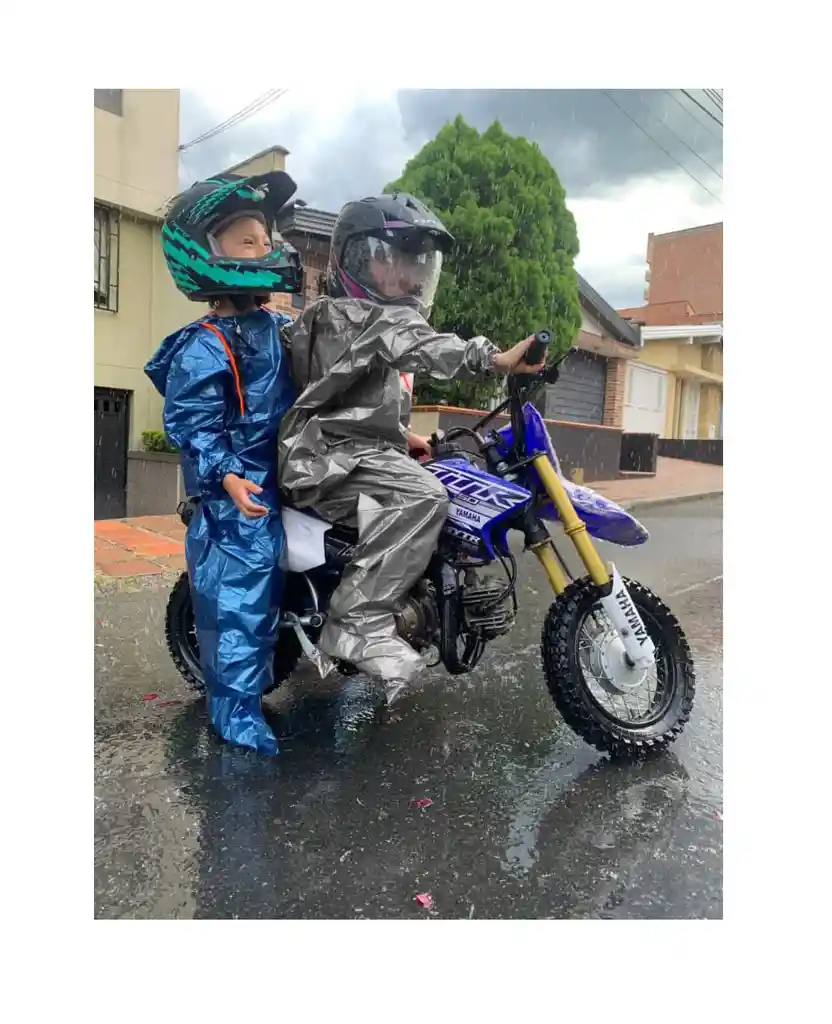 Impermeable Moto Bicicleta Plástico Talla: 12 Portable Niña Niño - Plateado