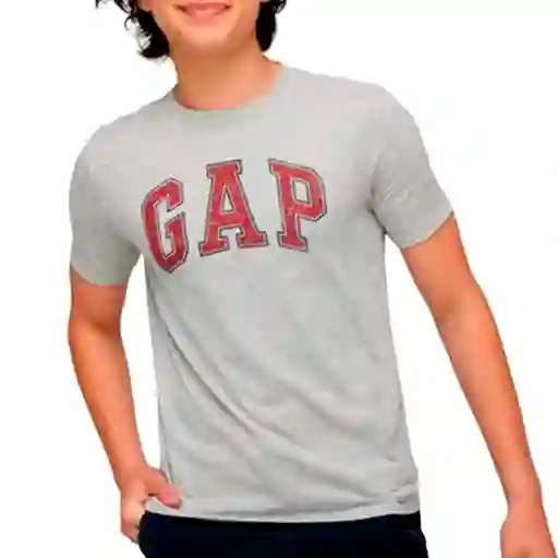 Polo Gap Original Para Niño Color Gris Y Logo Rojo Talla L