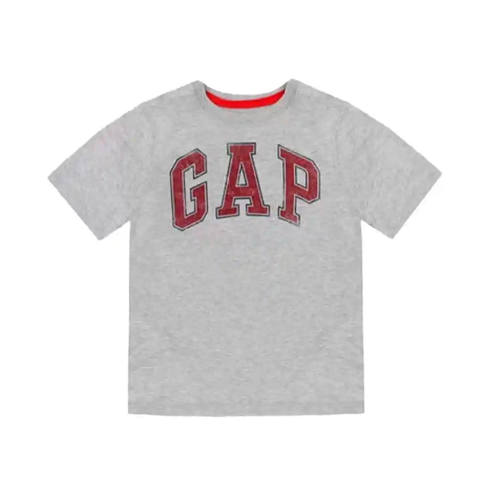 Polo Gap Original Para Niño Color Gris Y Logo Rojo Talla L