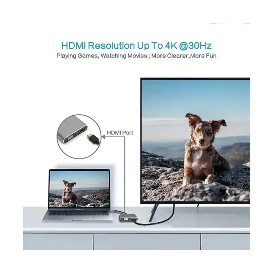 Adaptador Multi-puerto Usb Tipo C Dock Hub 4 En 1 Vga-hdmi-c