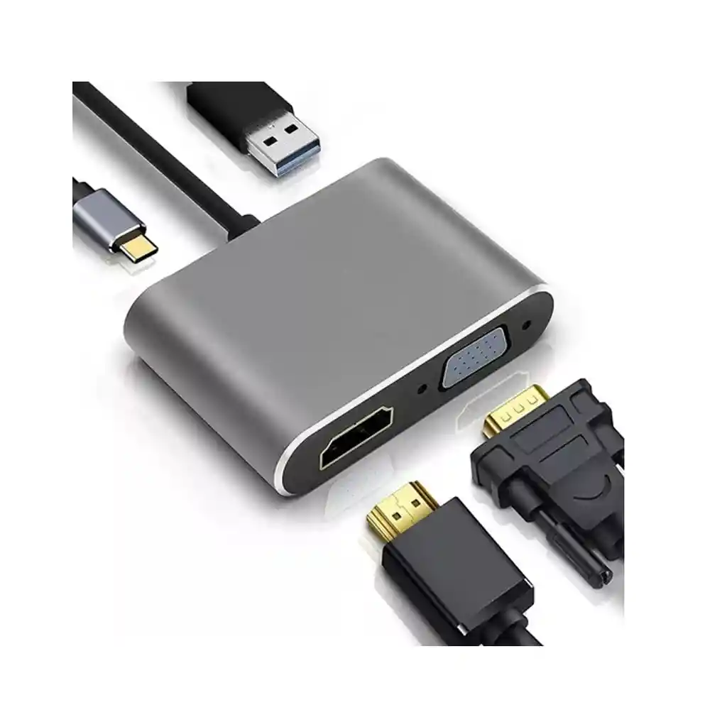 Adaptador Multi-puerto Usb Tipo C Dock Hub 4 En 1 Vga-hdmi-c