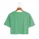 Camiseta Crop Shein Para Dama Ezwear Con Estampado Verde Talla M