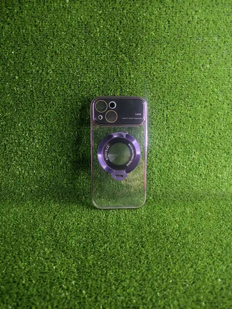 Iphone 15 | Case Rigido | Forro Lens |carcasa Protectora | Full Proteccion | Morado Pop Sockets