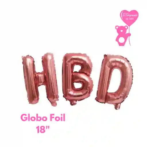 Letrero Globo Foil Hbd Oro Rosa 18"