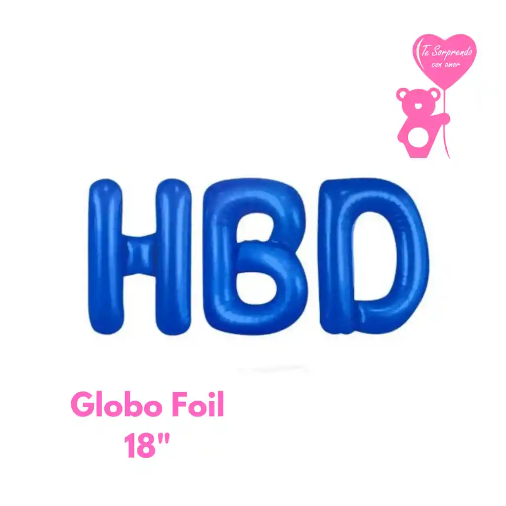 Letrero Globo Foil Hbd Azul 18"