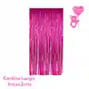 Cortina Larga Fucsia Metalizada Para Cumpleaños