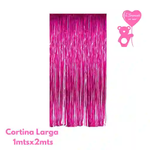 Cortina Larga Fucsia Metalizada Para Cumpleaños