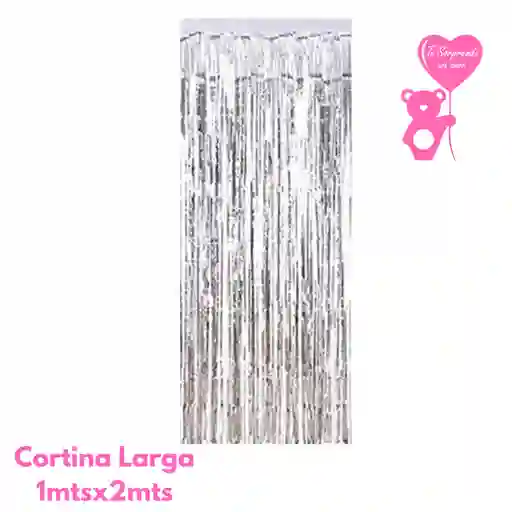 Cortina Larga Plateado Metalizado Para Cumpleaños