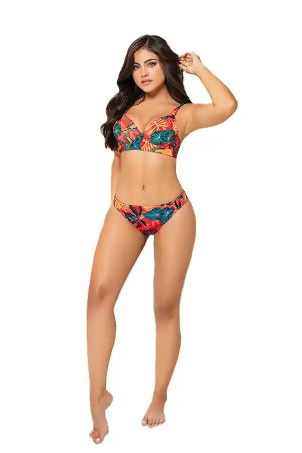 Vestido De Baño Bikini Lycra Estampada De Tiras Carol 70052 | Talla: 32 | Color: Rubí