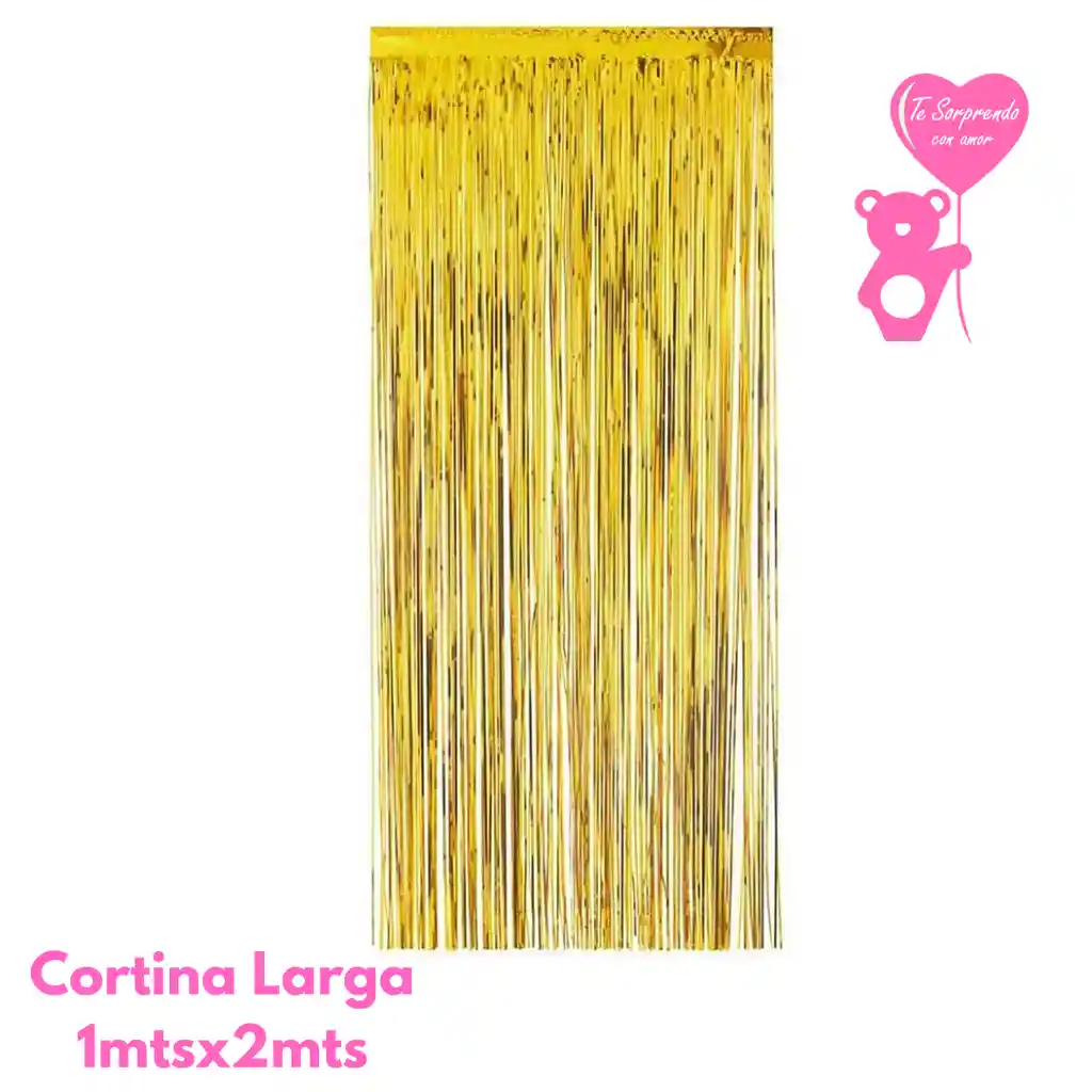 Cortina Larga Dorado Metalizado Para Cumpleaños