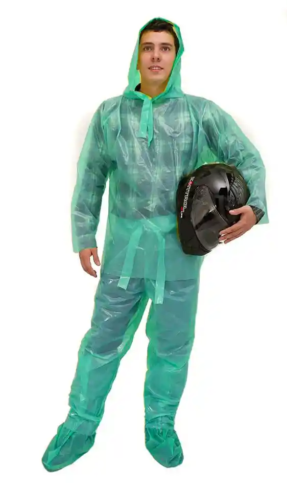 Impermeable Moto Bicicleta Plástico Talla. Xxl - Verde