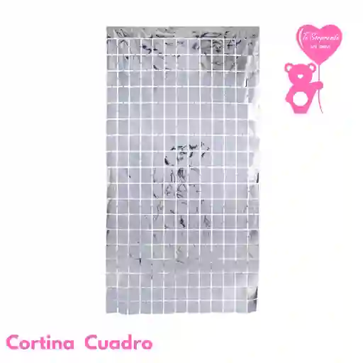 Cortina Cuadros Plateado Metalizado Para Cumpleaños