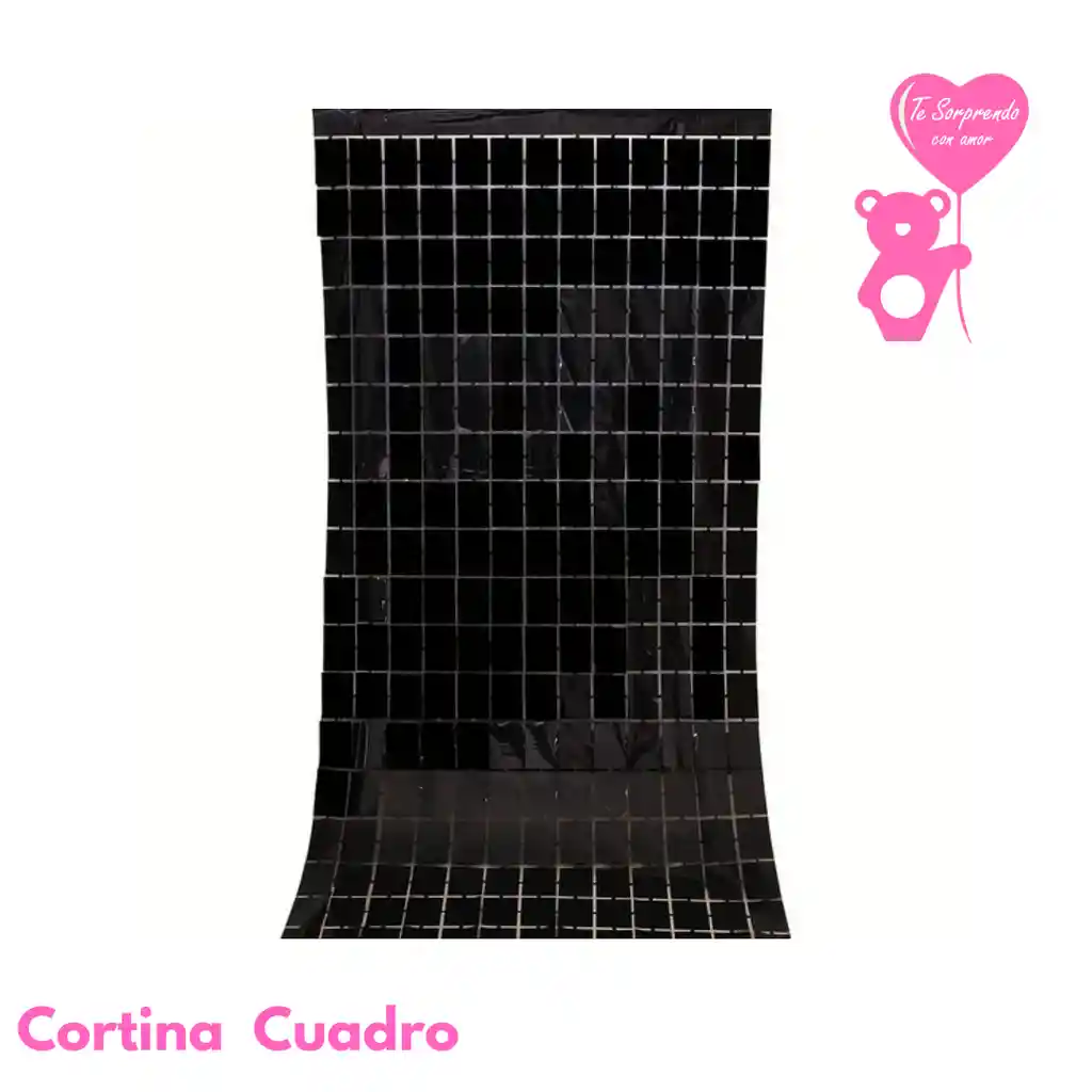 Cortina Cuadro Negro Metalizada Para Cumpleaños