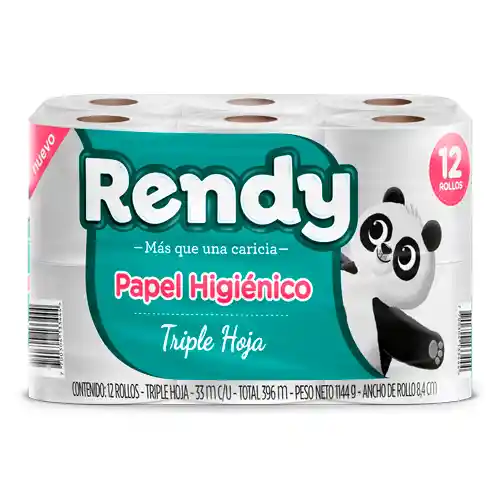 Rendy 12 Rollos Papel Higiénico 3 Hojas