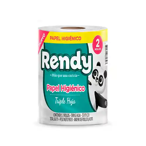 Rendy 2 Rollos Papel Higiénico 3 Hojas