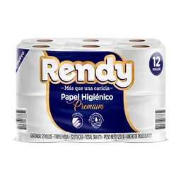 Rendy 12 Rollos Papel Higiénico Premium 3hojas