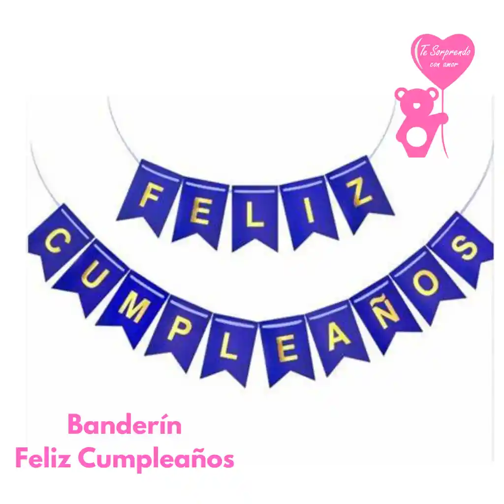 Banderin Azul Rey Feliz Cumpleaños