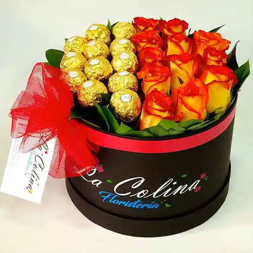 Cilindro De Rosas Para Cumpleaños Con Chocolates Brucela