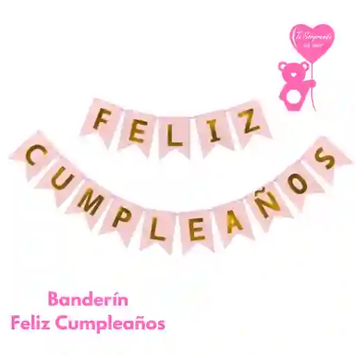 Banderin Rosado Feliz Cumpleaños