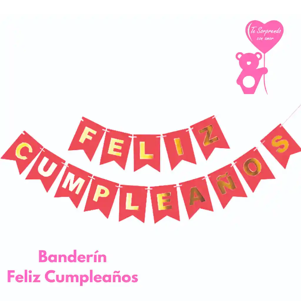 Banderin Rojo Feliz Cumpleaños