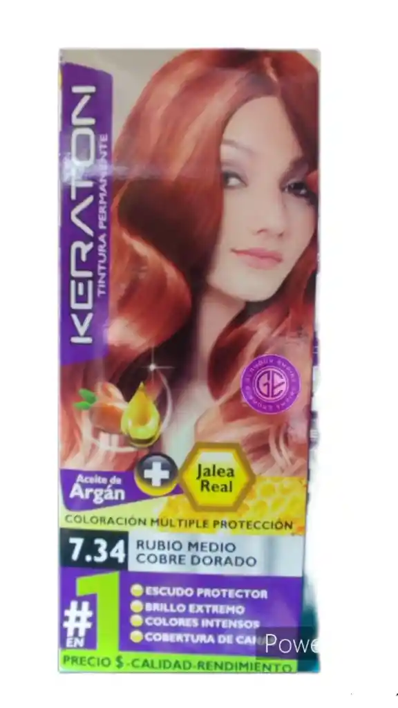 Tinte Keraton 7-34 Rubio Medio Cobre Dorado 60ml