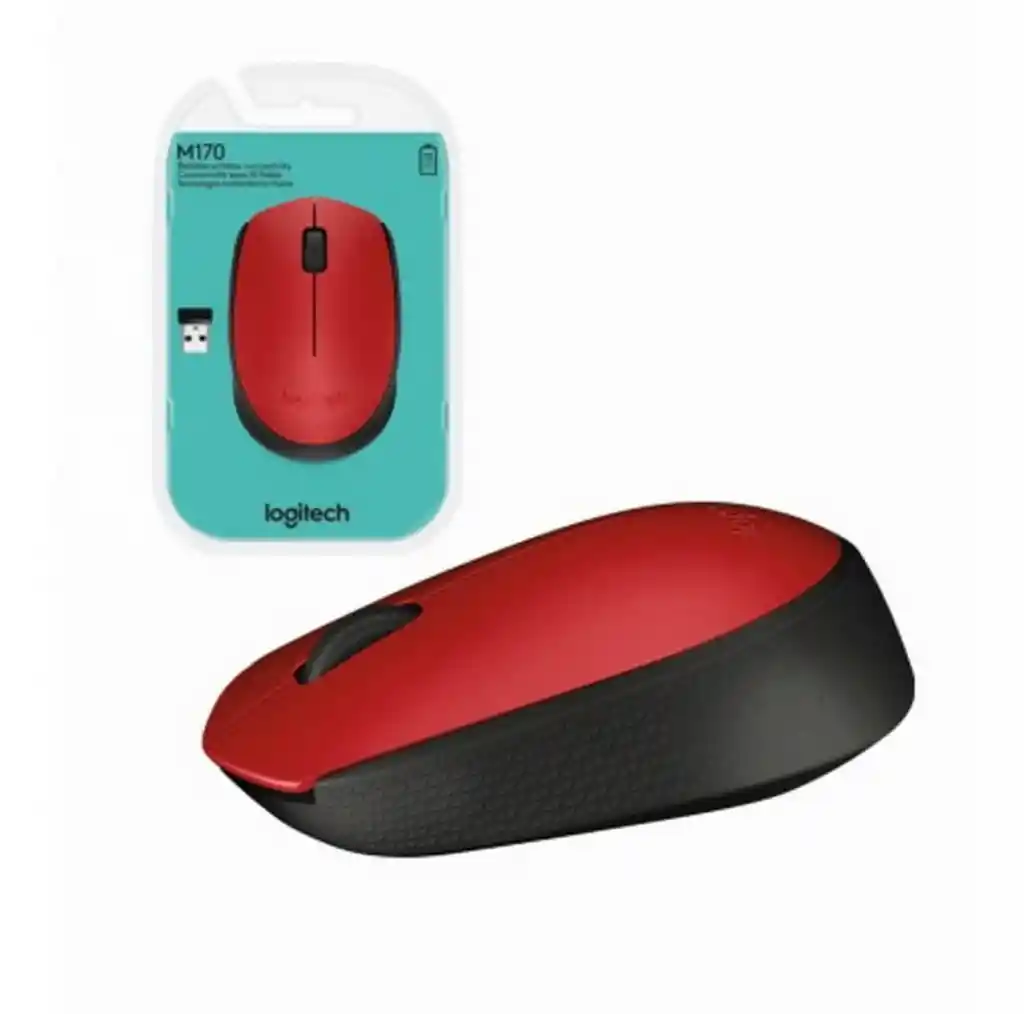 Mouse Inalámbrico Cómodo Y Portátil Logitech M170 Original Rojo