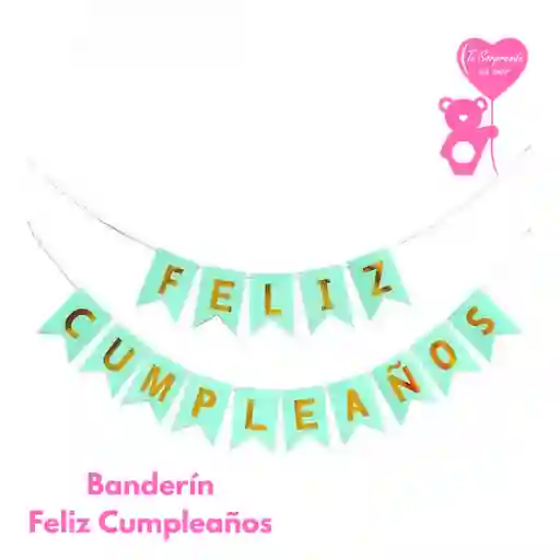 Banderin Verde Pastel Feliz Cumpleaños