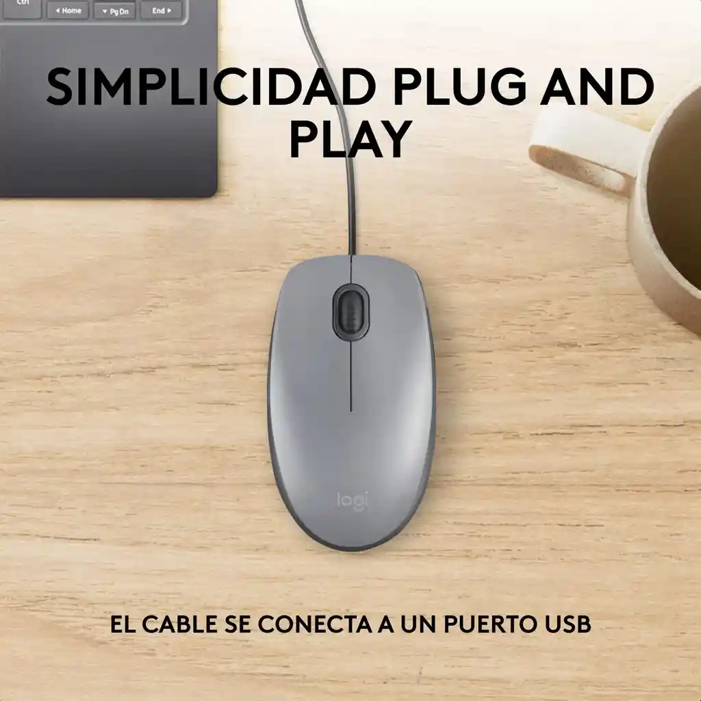 Logitech M110 Silent Mouse Usb Clics 90% Más Silenciosos Gris